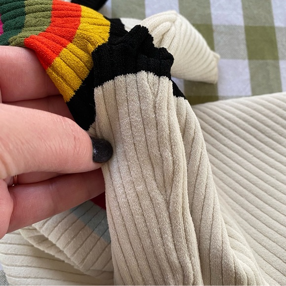 Tory Burch Cream Rainbow Striped Ribbed Top XS - Picture 14 of 14